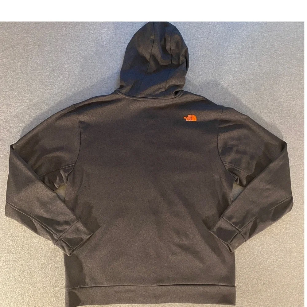 The North Face Mens XL Full Zip Hoodie Fleece Charcoal Gray Orange Logo